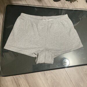 Aritzia TNA Cozy Sweatfleece Perfect Fit Shorts L Heather Chrome Grey Fleece